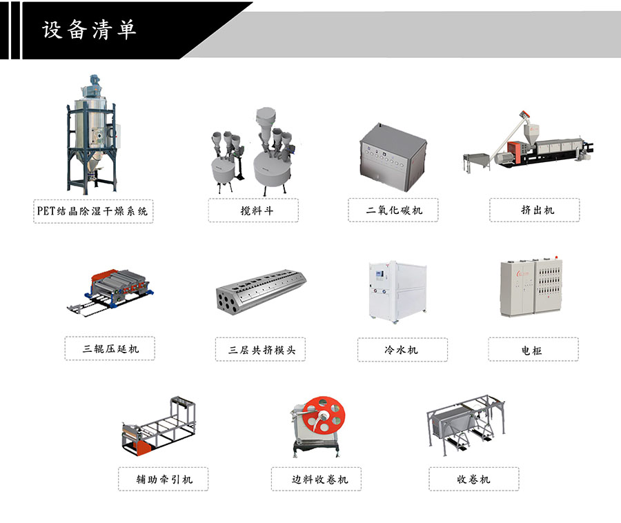 PET三层共挤发泡片材挤出机